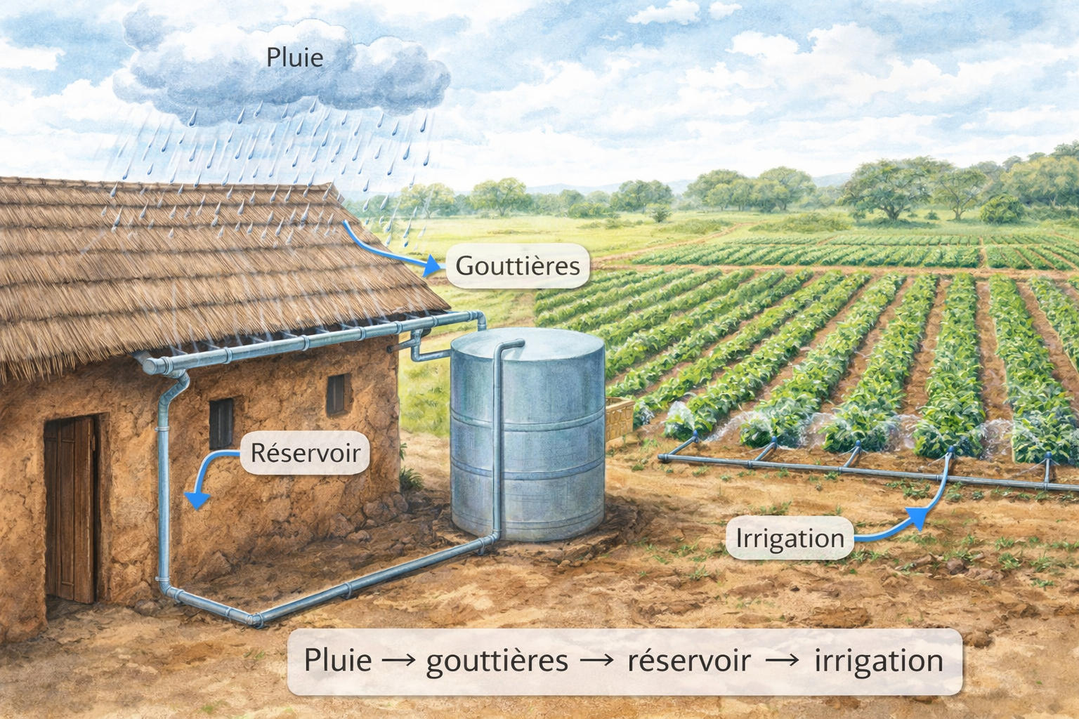 Collecte et gestion de l'eau de pluie pour l'agriculture